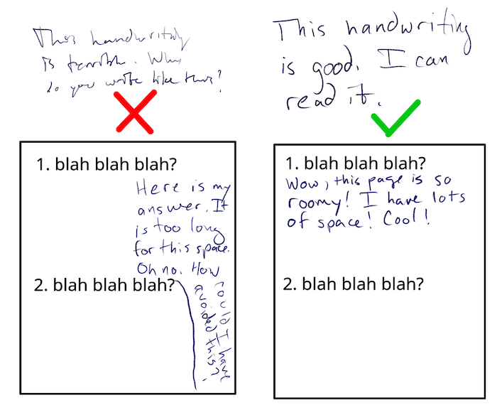 examples of good and bad handwriting. if you're hearing this, well, that doesn't really apply to you, does it? WINK